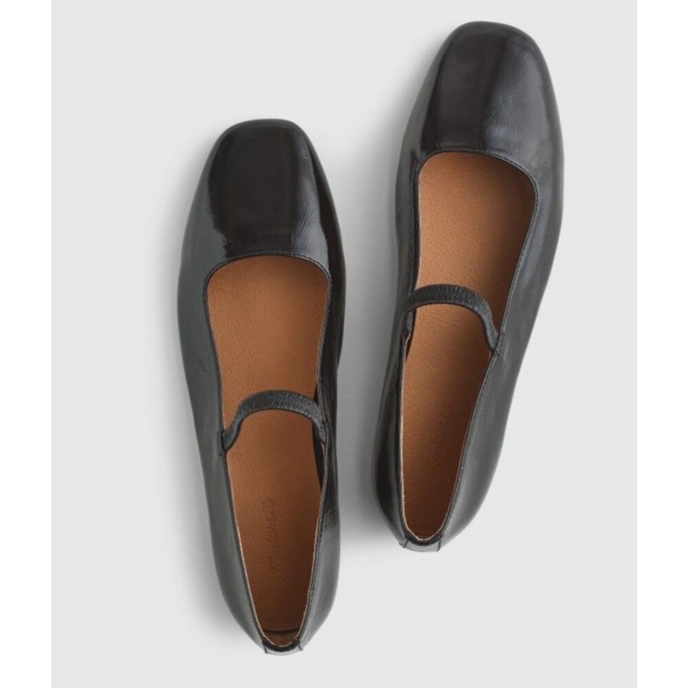 NEW Madewell The Greta Mary Jane Flats Patent Leather Shoes Ballet Black Size 7